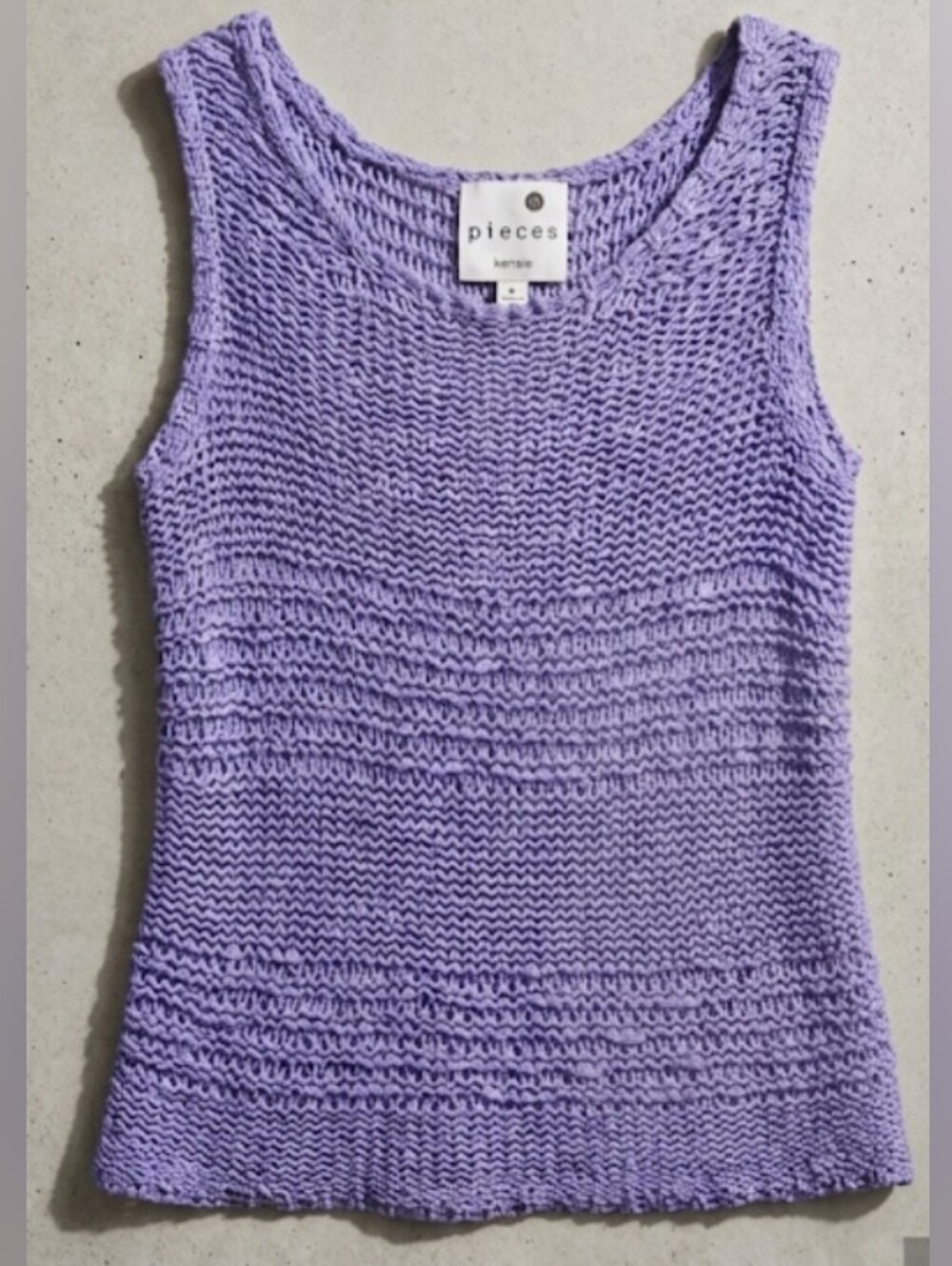 Vintage 90's Kensie Lilac Knit Garter Stitch Scoop Neck Tank (Sz M) Cottagecore